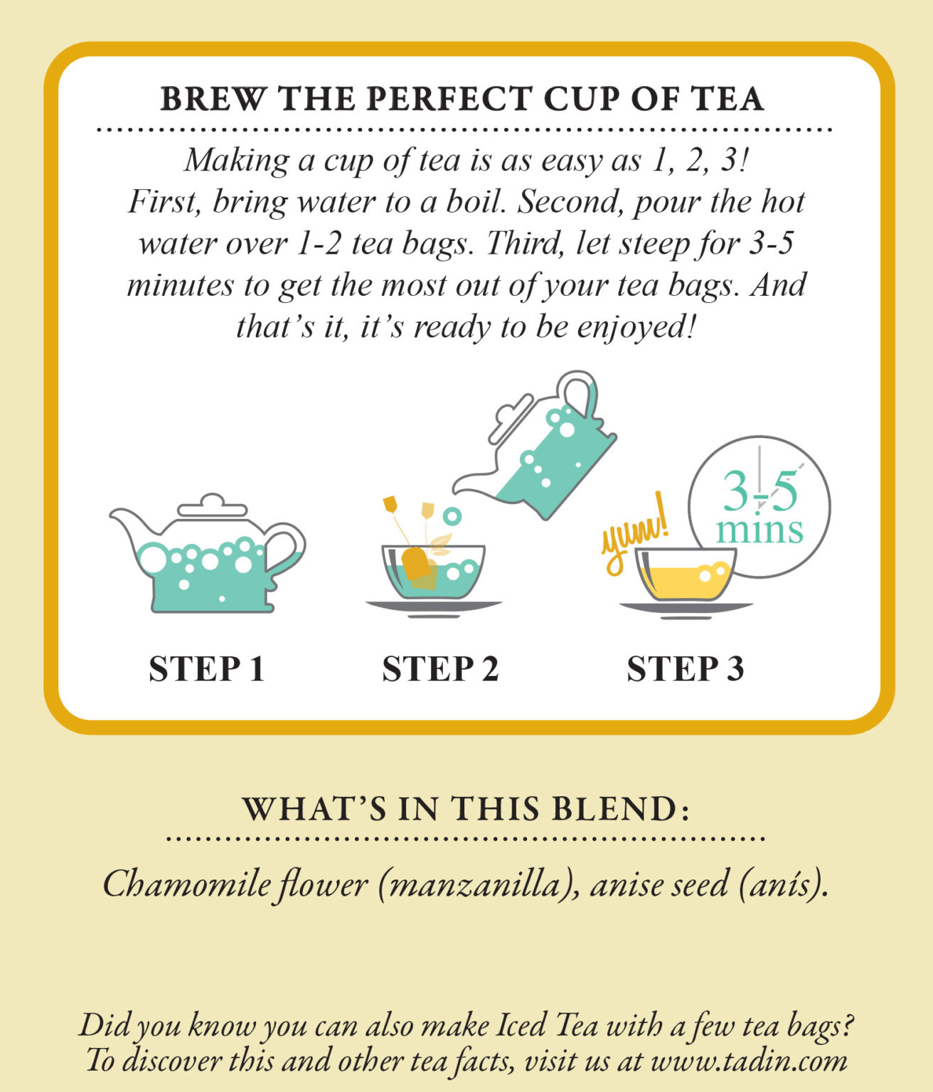 Chamomile Anise Tea Tadin Herb & Tea Co.