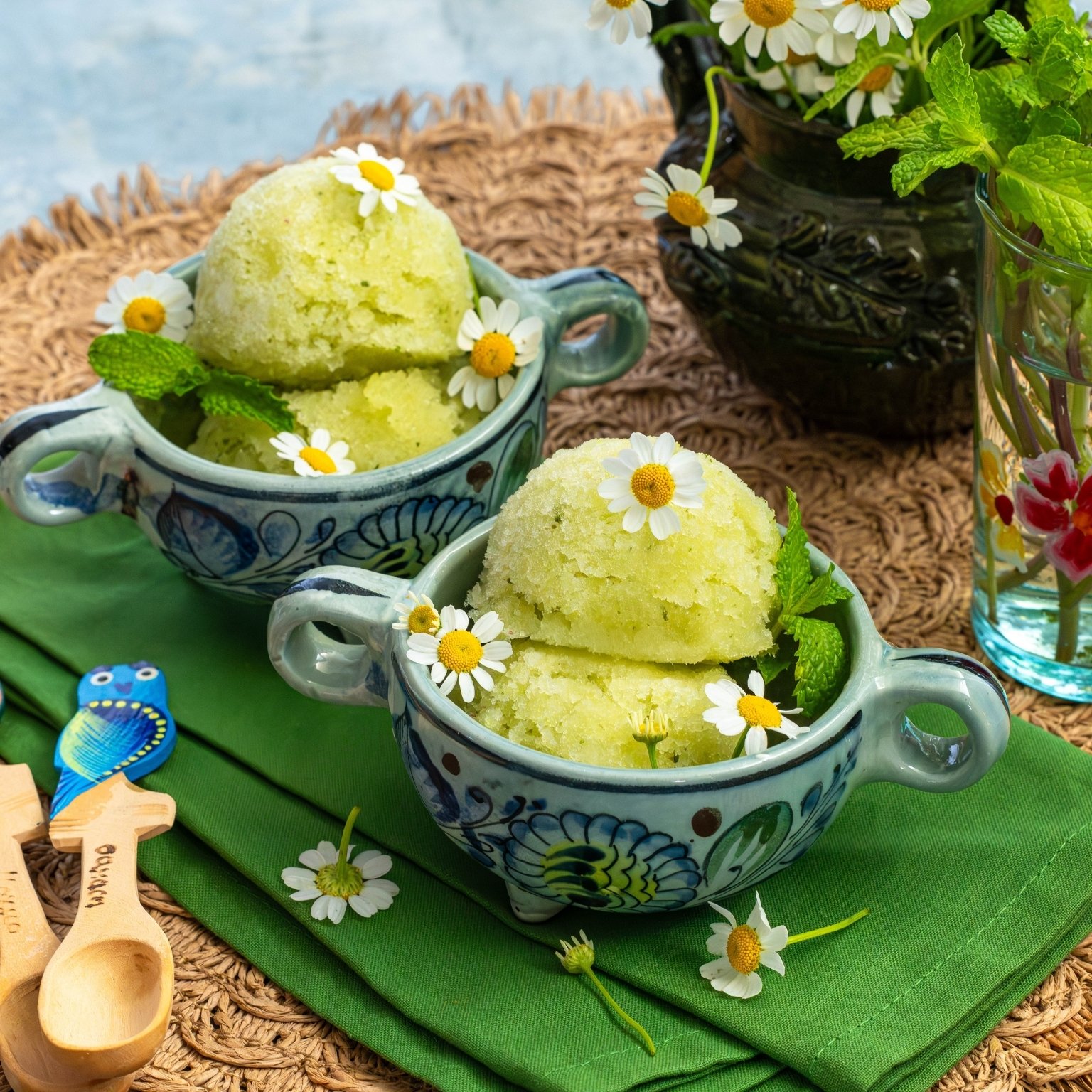 Cucumber Lime Chamomile Mint Tea Sorbet 