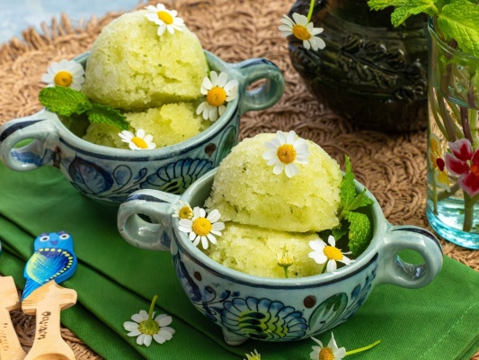 Cucumber Lime Chamomile Sorbet