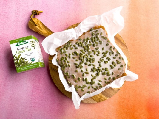 Sweet Potato Pastel with Tadin Organic Green Tea Glaze